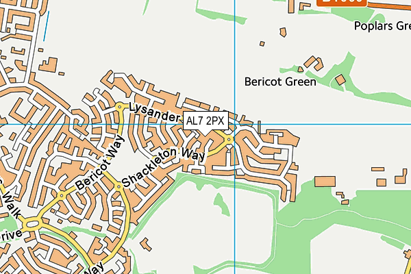 AL7 2PX map - OS VectorMap District (Ordnance Survey)