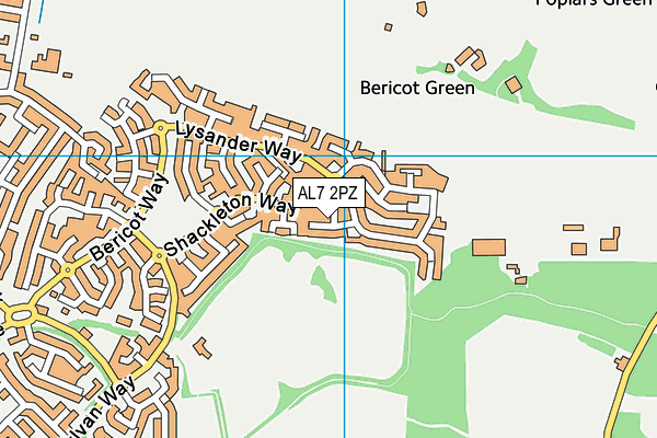 AL7 2PZ map - OS VectorMap District (Ordnance Survey)