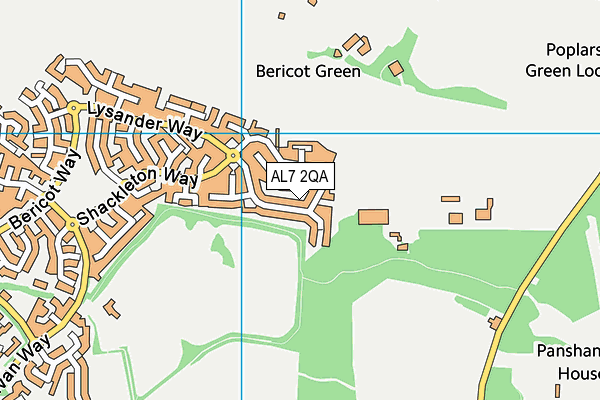 AL7 2QA map - OS VectorMap District (Ordnance Survey)