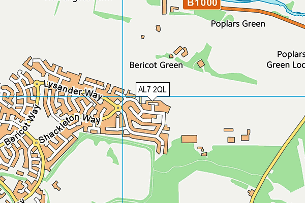AL7 2QL map - OS VectorMap District (Ordnance Survey)