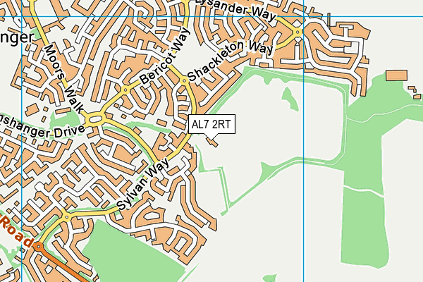 AL7 2RT map - OS VectorMap District (Ordnance Survey)