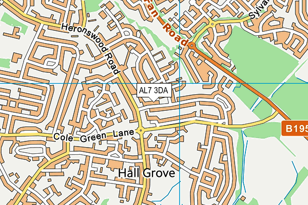 AL7 3DA map - OS VectorMap District (Ordnance Survey)