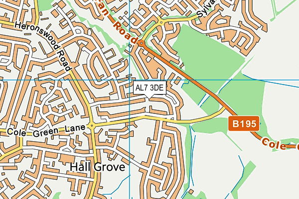AL7 3DE map - OS VectorMap District (Ordnance Survey)