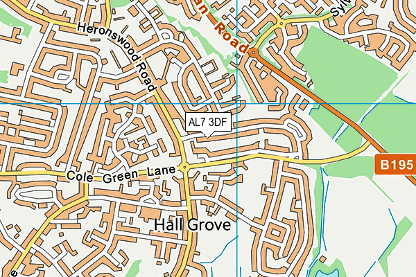 AL7 3DF map - OS VectorMap District (Ordnance Survey)