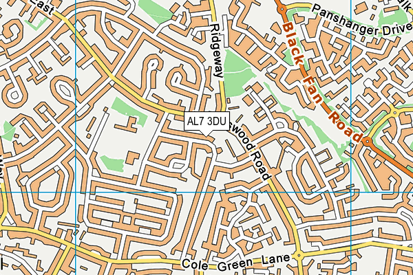 AL7 3DU map - OS VectorMap District (Ordnance Survey)