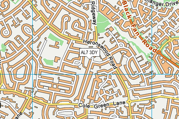AL7 3DY map - OS VectorMap District (Ordnance Survey)