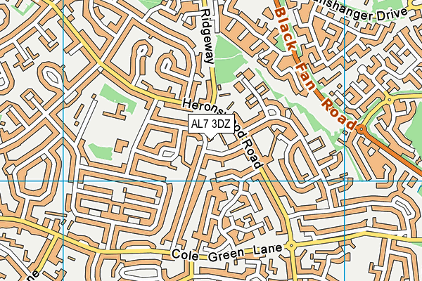 AL7 3DZ map - OS VectorMap District (Ordnance Survey)