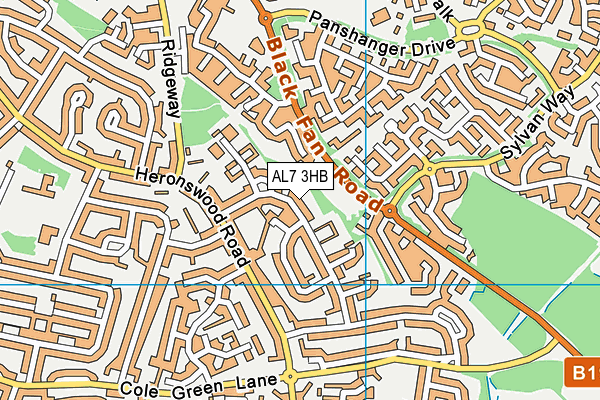 AL7 3HB map - OS VectorMap District (Ordnance Survey)