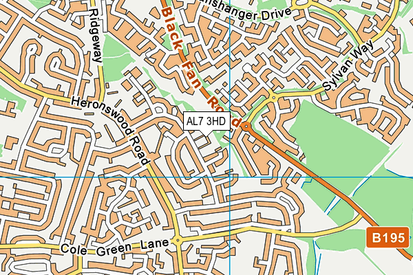 AL7 3HD map - OS VectorMap District (Ordnance Survey)