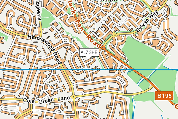 AL7 3HE map - OS VectorMap District (Ordnance Survey)