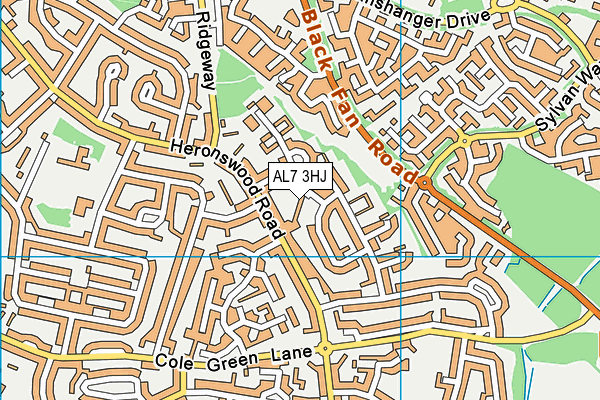 AL7 3HJ map - OS VectorMap District (Ordnance Survey)
