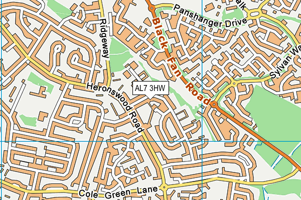 AL7 3HW map - OS VectorMap District (Ordnance Survey)