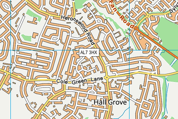 AL7 3HX map - OS VectorMap District (Ordnance Survey)