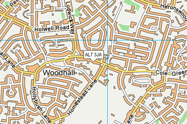 AL7 3JA map - OS VectorMap District (Ordnance Survey)