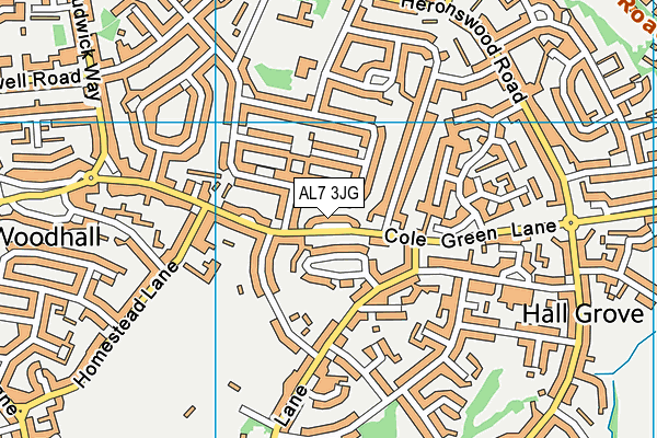 AL7 3JG map - OS VectorMap District (Ordnance Survey)