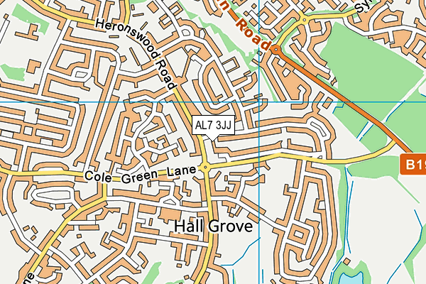AL7 3JJ map - OS VectorMap District (Ordnance Survey)