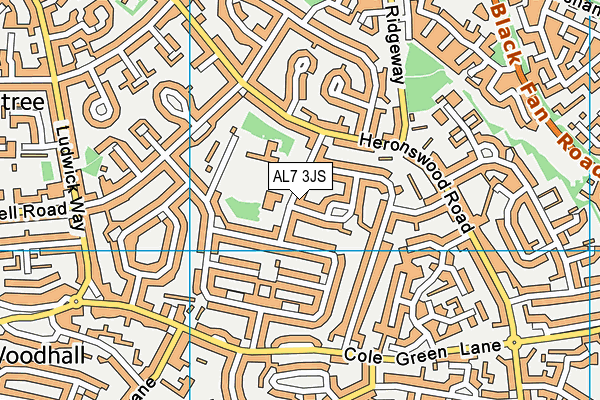 AL7 3JS map - OS VectorMap District (Ordnance Survey)