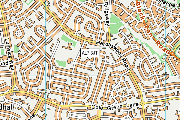 AL7 3JT map - OS VectorMap District (Ordnance Survey)