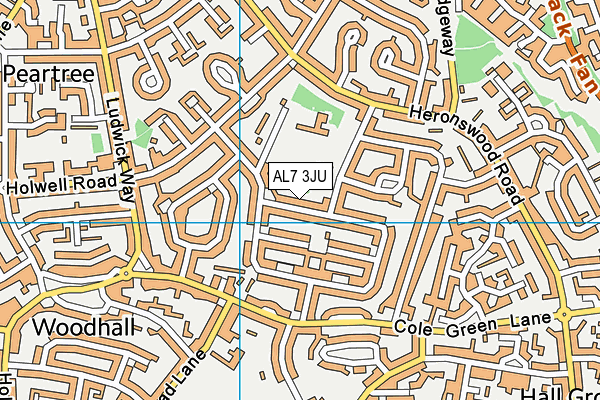 AL7 3JU map - OS VectorMap District (Ordnance Survey)