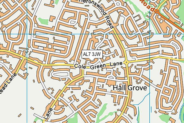 AL7 3JW map - OS VectorMap District (Ordnance Survey)
