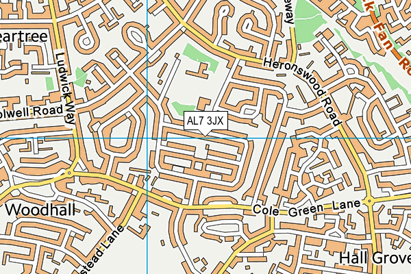AL7 3JX map - OS VectorMap District (Ordnance Survey)