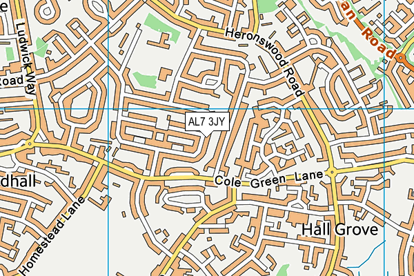 AL7 3JY map - OS VectorMap District (Ordnance Survey)