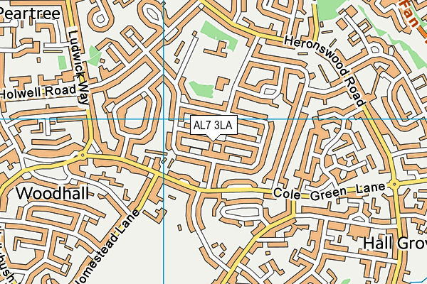 AL7 3LA map - OS VectorMap District (Ordnance Survey)