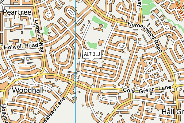 AL7 3LJ map - OS VectorMap District (Ordnance Survey)