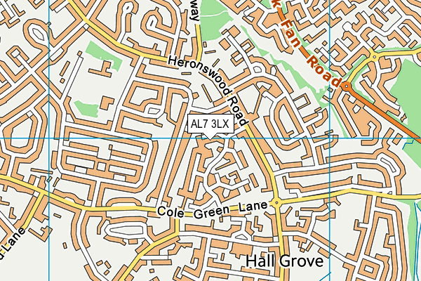 AL7 3LX map - OS VectorMap District (Ordnance Survey)