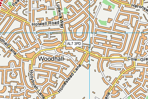 AL7 3PD map - OS VectorMap District (Ordnance Survey)