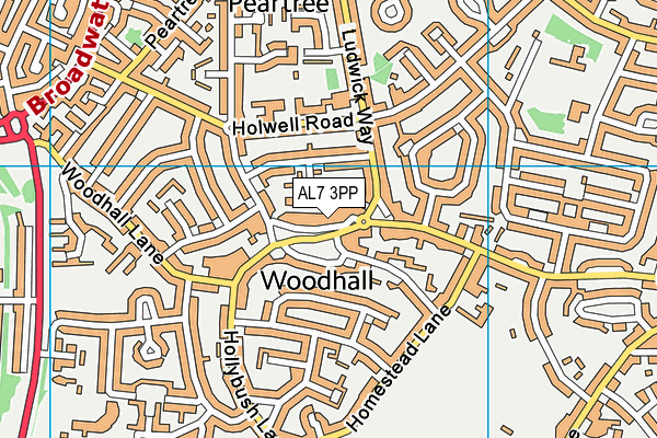 AL7 3PP map - OS VectorMap District (Ordnance Survey)
