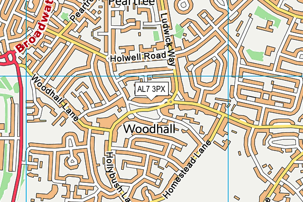 AL7 3PX map - OS VectorMap District (Ordnance Survey)