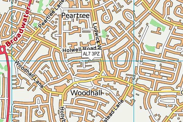 AL7 3PZ map - OS VectorMap District (Ordnance Survey)