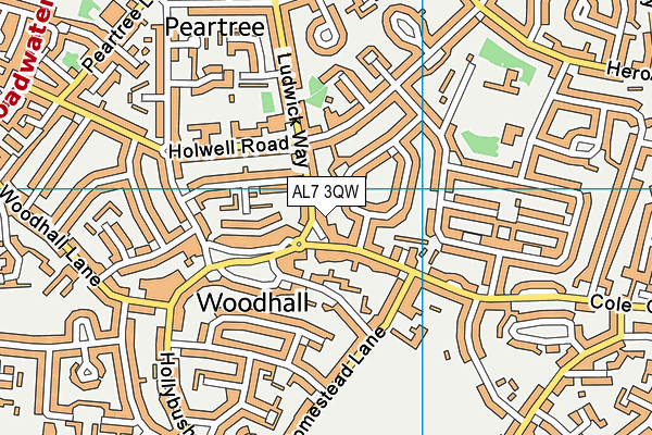 AL7 3QW map - OS VectorMap District (Ordnance Survey)