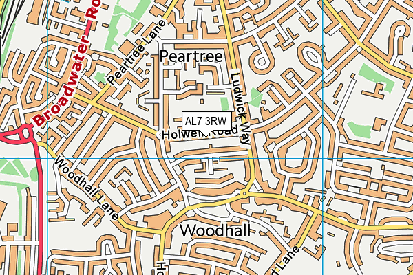 AL7 3RW map - OS VectorMap District (Ordnance Survey)