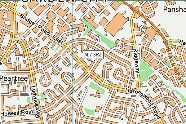 AL7 3RZ map - OS VectorMap District (Ordnance Survey)