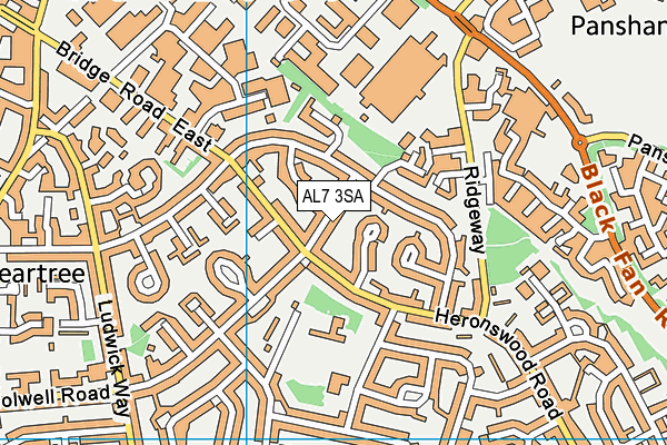 AL7 3SA map - OS VectorMap District (Ordnance Survey)