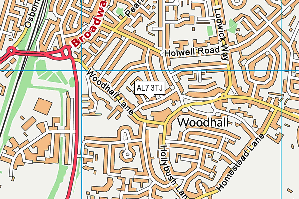 AL7 3TJ map - OS VectorMap District (Ordnance Survey)