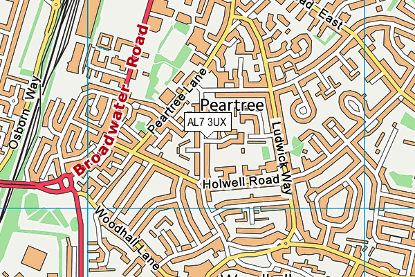 AL7 3UX map - OS VectorMap District (Ordnance Survey)