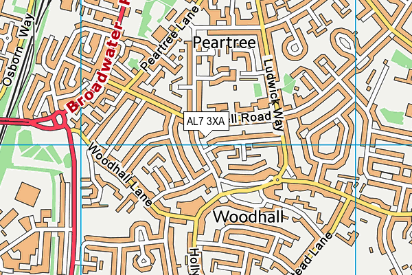 AL7 3XA map - OS VectorMap District (Ordnance Survey)