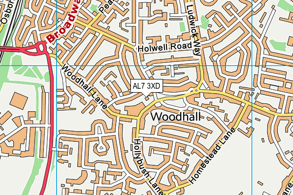 AL7 3XD map - OS VectorMap District (Ordnance Survey)