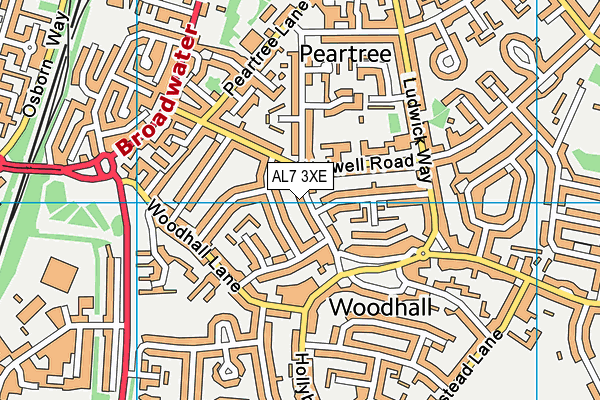 AL7 3XE map - OS VectorMap District (Ordnance Survey)