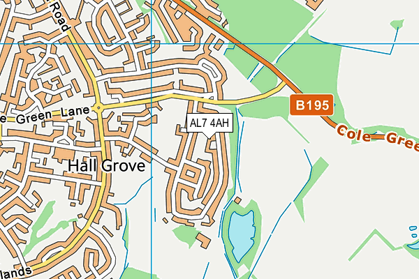 AL7 4AH map - OS VectorMap District (Ordnance Survey)