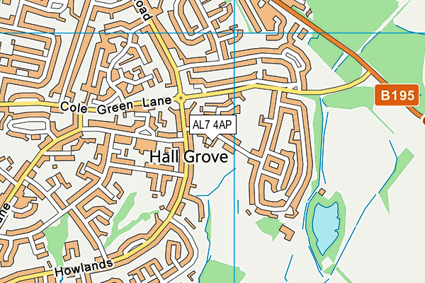 AL7 4AP map - OS VectorMap District (Ordnance Survey)