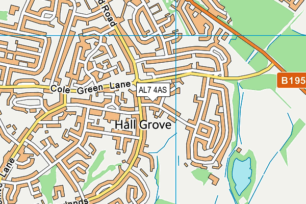 AL7 4AS map - OS VectorMap District (Ordnance Survey)