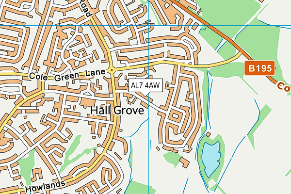 AL7 4AW map - OS VectorMap District (Ordnance Survey)