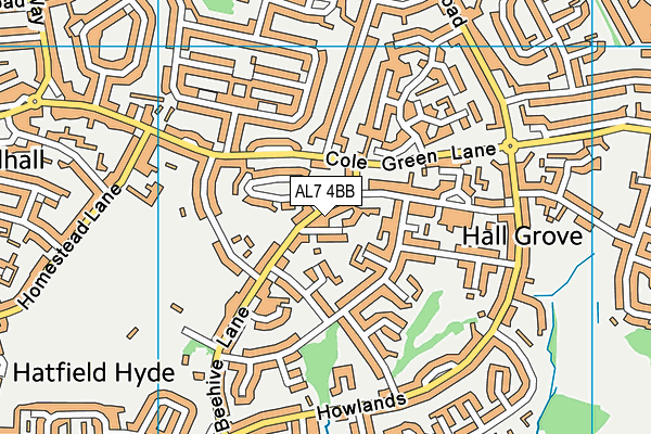 AL7 4BB map - OS VectorMap District (Ordnance Survey)