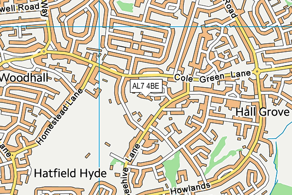 AL7 4BE map - OS VectorMap District (Ordnance Survey)
