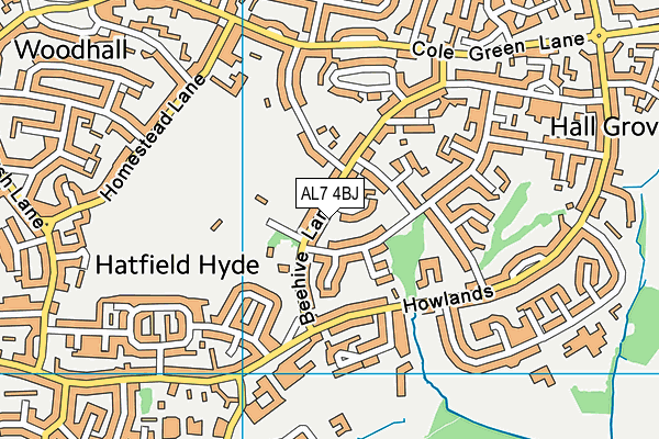 AL7 4BJ map - OS VectorMap District (Ordnance Survey)