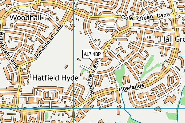 AL7 4BP map - OS VectorMap District (Ordnance Survey)